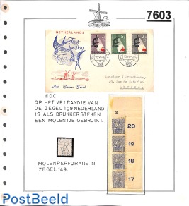 Page from a mill collection cover/** strip/used perf. stamp
