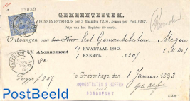 official mail from Megen to The Hague via Ravenstein, see all postmarks. Princess Wilhelmina (hangend haar) 