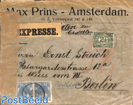 Censored express mail letter from Amsterdam to Berlin