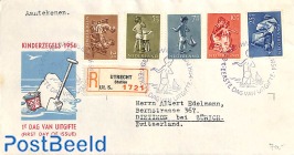 Child welfare 5v, FDC, open flap, typed address