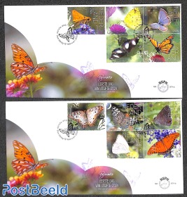 Bonaire butterflies 10v, FDC 874a+b