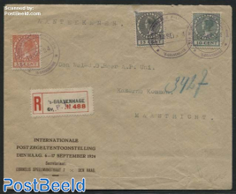 Stamp exposition, Letter with set and special postmark, 15c damaged
