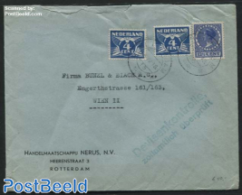 Letter from Rotterdam to Vienna, Devisenkontrolle, zollamtlich ueberprueft.