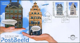 Personal stamps Europe, world, KLM houses 2v FDC