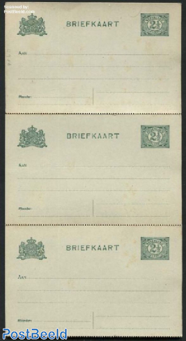 Complete intact strip of 10 perforated postcards 2.5c (some brown spots)