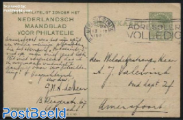 Postcard with private text, Nederlandsch Maanblad voor Philatelie