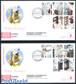Christmas 10v, Mill FDC (2 covers)