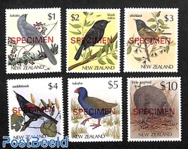 6 Bird stamps SPECIMEN