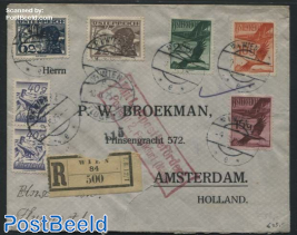 Airmail letter to Amsterdam, Registered