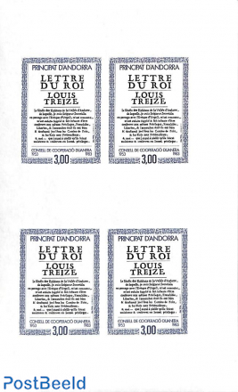 30 years Customs co-operation 1v, Imperforated block m/s with 4 stamps