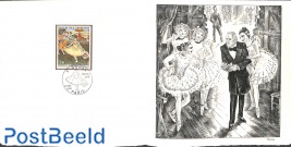Special FDC leaf on handmade paper with Decaris gravure, limited ed.