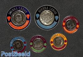 6 round metal stamps, Sierra Leone