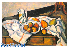 Paul Cezanne, Sucrier, verseuse et assiette de fruits