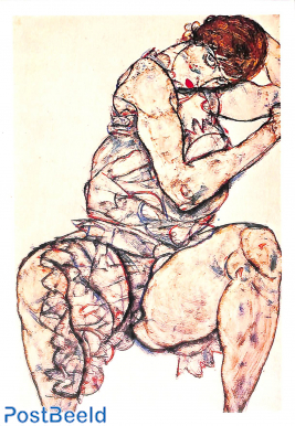 Egon Schiele, Sitzende frau mit Linker Hand im Haar, 1914