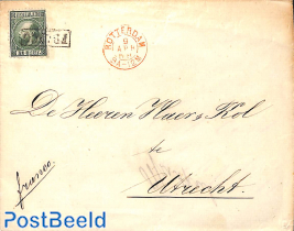 Folding cover from Rotterdam to Utrecht with 20c stamp