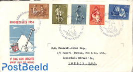 Child welfare 5v, FDC, typed address, closed flap, open top