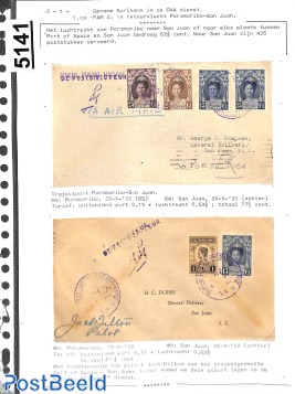 First flights from Suriname, page of an exhibition collection