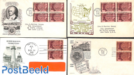 Mississippi Territory, lot with 4 diff. FDC's