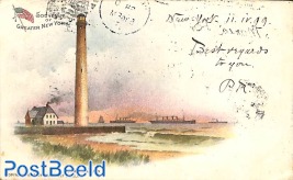 Illustrated postcard 1c, Fire Island, uprated with 1c to Austria