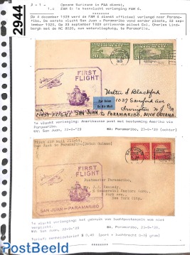 First flights to Suriname, page from exhibition collection