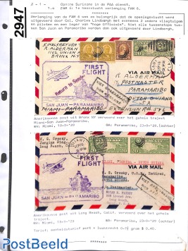 First flights to Suriname, page from exhibition collection