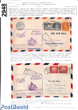 First flights to Suriname, page from exhibition collection