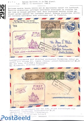 First flights to Suriname, page from exhibition collection