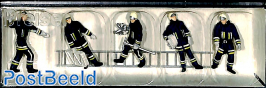Firemen, arriving at the scene of fire