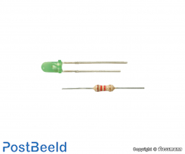 LED green Ø 3 mm, incl. resistors, 4 pieces