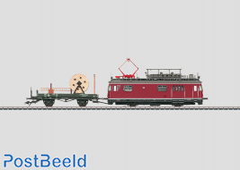 Powered Catenary Maintenance Rail Car with a Catenary Wire Parts Car