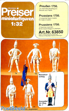Prussians 1756, 13 unpainted figures