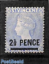 2.5p on 1p, pale blue, Stamp out of set