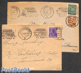 2 covers with promotional cancellation 100 years Hagenbeck