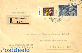 envelope to Zurich. Registered in Neuchatel