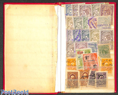Small stockbook overfilled with Fiscal stamps