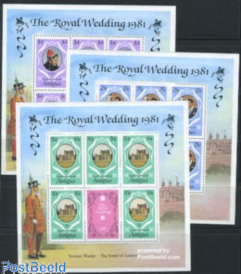 Royal wedding 3 minisheets