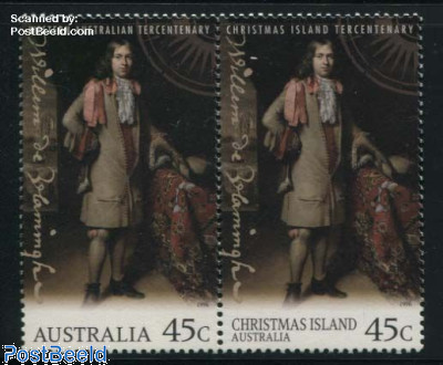 W. de Vlaming pair (1 stamp Australia, 1 Cristmas)