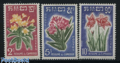 Cambodia 1961 Flowers Set of Three