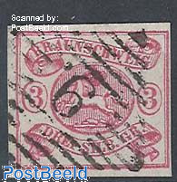 3Sgr, pink on white, imperforated, used 9