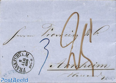 Folding letter from Frankfurt A.M. to Arnhem (NL)