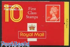 Definitives booklet, 10x1st, Questa, Freepost Newcastle inside