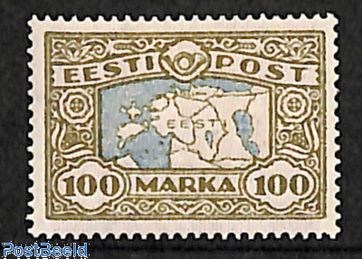 Estonia 1923 Map of Estonia 100 Marka