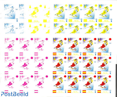 11 sheets,each showing a printing phase up to the final 12 stamps