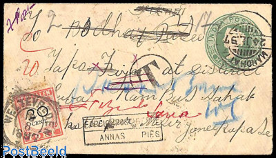 Postage due Cover from India to Neth. Indies