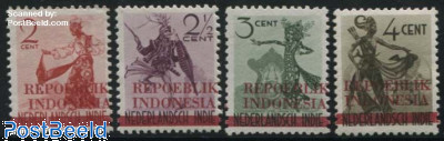Java, dancers with REPOEBLIK INDONESIA overprints 4v