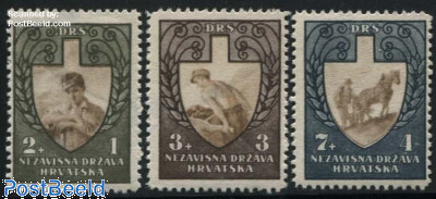 Croatia 1943 Labour Service Semi-Postal Set