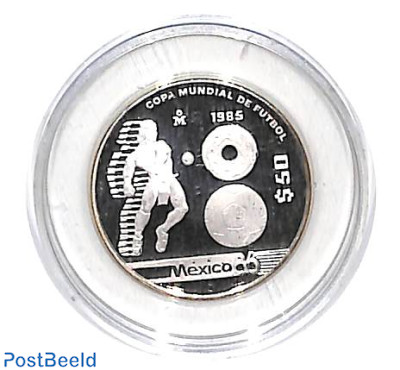 50 pesos 1985, Football, silver