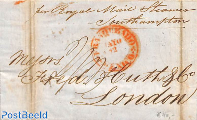 Folding letter to London (by Royal Mail Steamer Southampton)