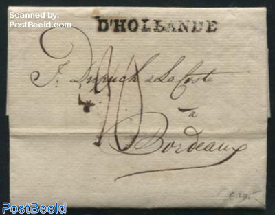 Folding letter from Amsterdam to Bordeaux