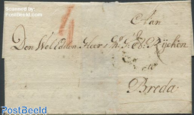 Folding letter from Amsterdam to Breda
